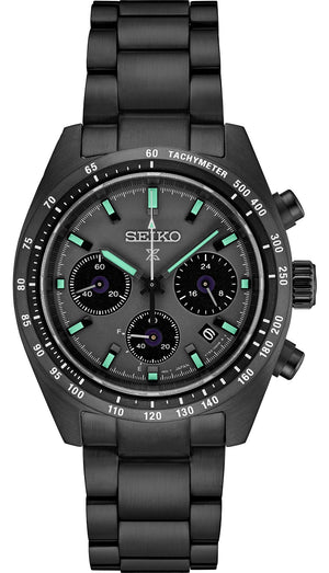 Seiko Prospex Speedtimer The Black Series Limited Edition Black Dial Black Steel Strap Watch for Men - SSC917