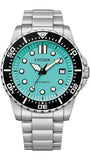 Citizen Mechanical Automatic Turquoise Dial Silver Steel Strap Watch for Men - NJ0170-83X