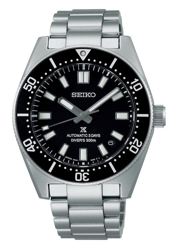 Seiko Prospex 1965 Heritage Divers Automatic Black Dial Silver Steel Strap Watch for Men - SPB453J1