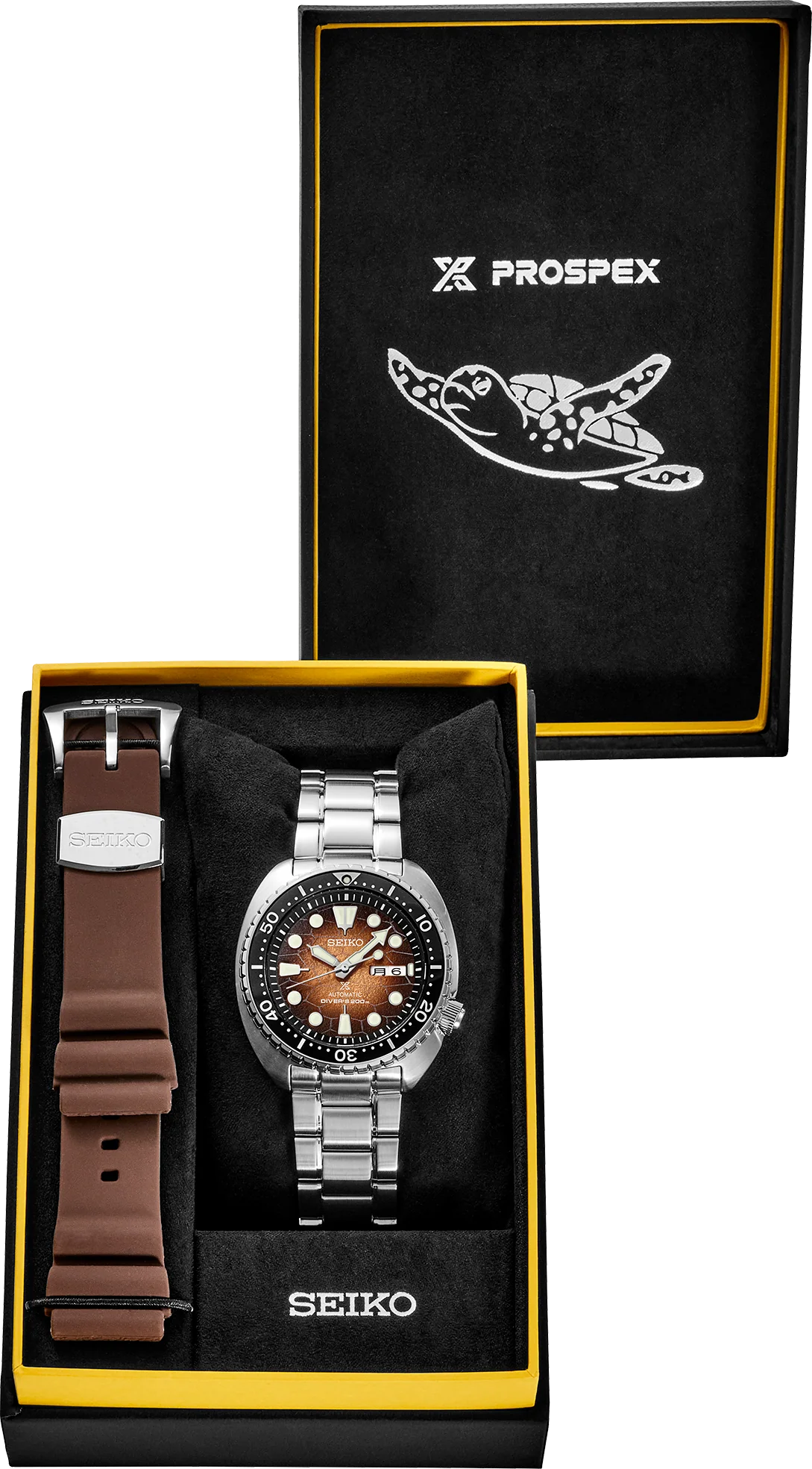 Seiko Prospex US Special Edition King Turtle Automatic Brown Dial Silver Steel Strap Watch for Men - SRPH55