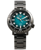 Seiko 5 Sports Automatic Turquoise Dial Grey Steel Strap Watch for Men - SRPC65J1