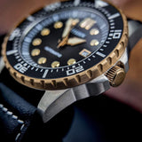 Citizen Mechanical Automatic Black Dial Black Leather Strap Watch for Men - NJ0176-10E