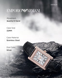 Emporio Armani Genni Silver Dial Black Leather Strap Watch for Women - AR11624
