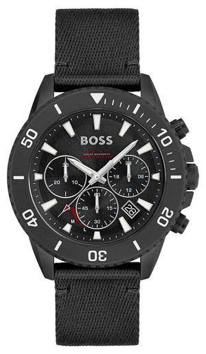 Hugo Boss Admiral Chronograph Black Dial Black Nylon Strap Watch for Men - 1513918