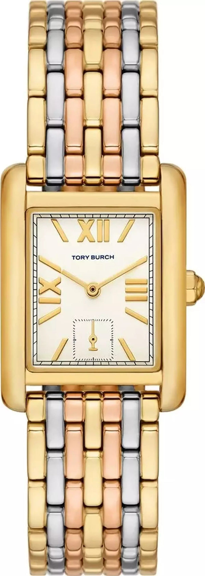 Tory Burch Eleanor White Dial Tri Tone Steel Strap Watch for Women - TBW1078