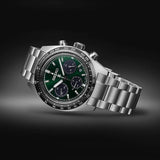 Seiko Prospex Speedtimer Solar Chronograph Green Dial Silver Steel Strap Watch for Men - SSC933