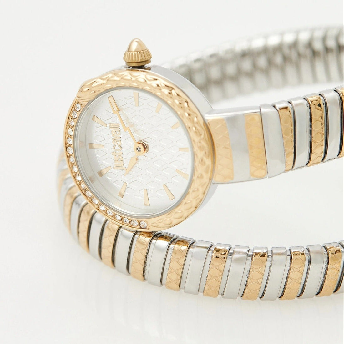 Just Cavalli Enchanting Silver Dial Two Tone Steel Strap Watch for Women - JC1L301M0065