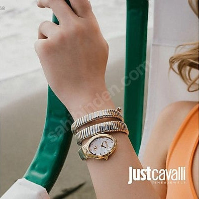 Just Cavalli Classico Lungo White Dial Two Tone Steel Strap Watch for Women - JC1L248M0055