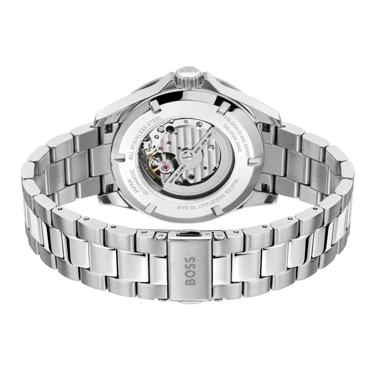 Hugo Boss Troper Chronograph Automatic Black Dial Silver Steel Strap Watch for Men - 1514202