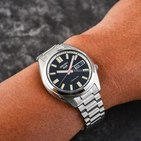 Seiko 5 Sports SNXS Series Automatic Black Dial Silver Steel Strap Watch for Men - SRPK89K1