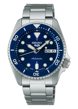Seiko 5 Sports SKX Street Denim Blue Dial Silver Steel Strap Watch for Men - SRPL77K1