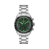 Seiko Prospex Speedtimer Solar Chronograph Green Dial Silver Steel Strap Watch for Men - SSC933