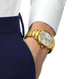 Tissot PR 100 Chronograph White Dial Gold Steel Strap Watch for Men - T150.417.33.031.00