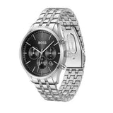 Hugo Boss Avery Chronograph Black Dial Silver Steel Strap Watch for Men - 1514157