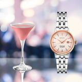 Seiko Presage Cocktail Time Automatic Diamonds White Dial Silver Steel Strap Watch for Women - SRE012J1
