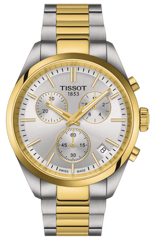 Tissot PR 100 Chronograph Silver Dial Two Tone Steel Strap Watch for Men - T150.417.22.031.00