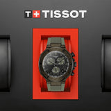 Tissot T Race Chronograph Black Dial Green Rubber Strap Watch for Men - T141.417.37.061.02