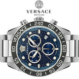 Versace Greca Dome Chronograph Blue Dial Silver Steel Strap Watch for Men - VE6K00323