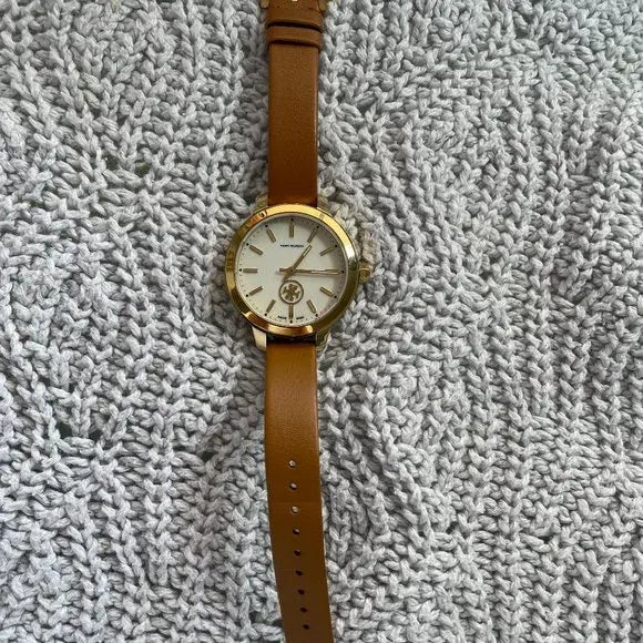 Tory Burch Collins Quartz White Dial Brown Leather Strap Watch for Women - TBW1304