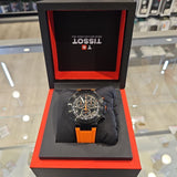 Tissot T Race Chronograph Black Dial Orange Rubber Strap Watch for Men - T141.417.37.051.02