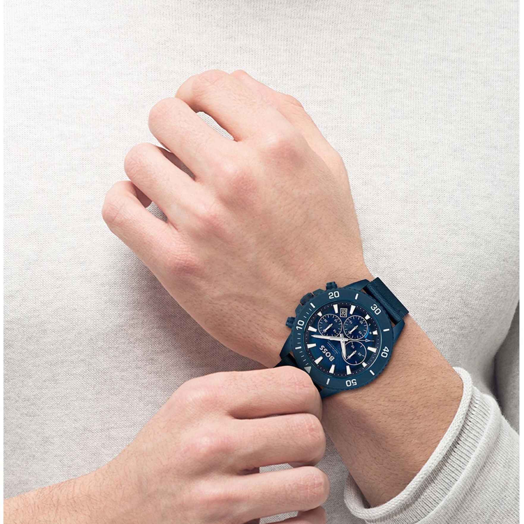 Hugo Boss Admiral Chronograph Blue Dial Blue Nylon Strap Watch for Men - 1513919