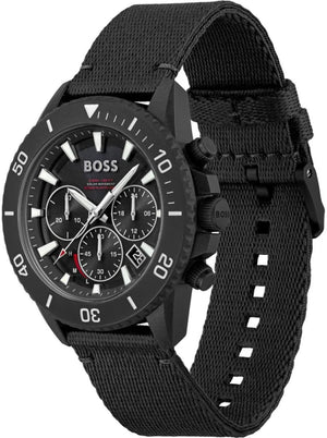 Hugo Boss Admiral Chronograph Black Dial Black Nylon Strap Watch for Men - 1513918