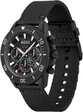 Hugo Boss Admiral Chronograph Black Dial Black Nylon Strap Watch for Men - 1513918