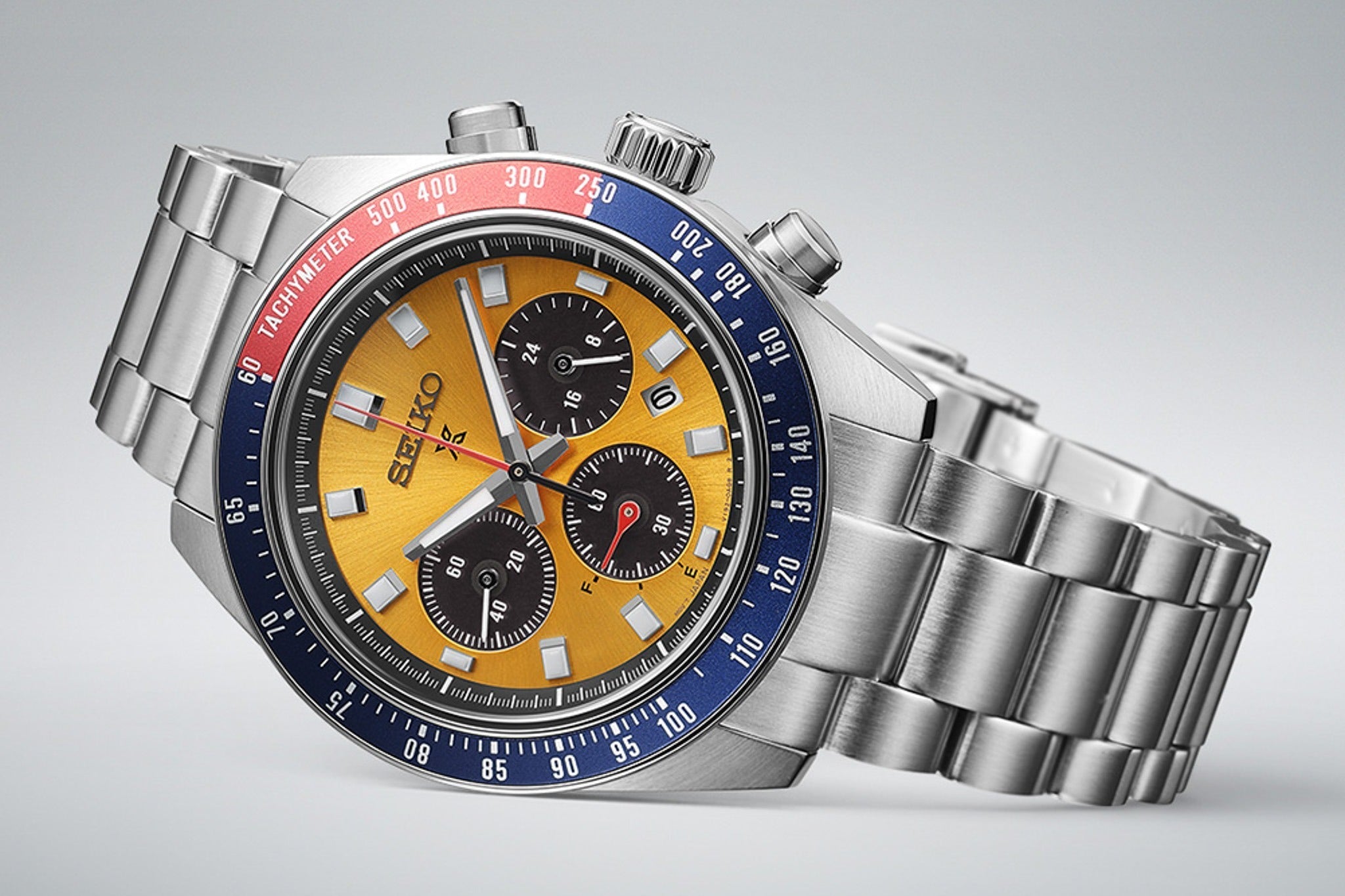 Seiko Prospex Solar Chronograph 1969 Re-interpretation Orange Dial Silver Steel Strap Watch for Men - SSC947