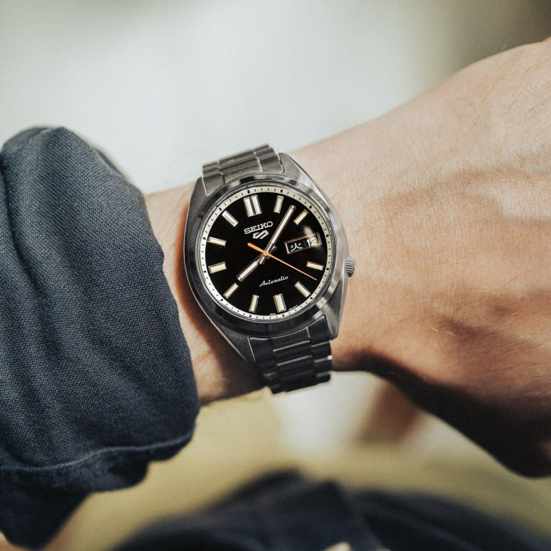 Seiko 5 Sports SNXS Series Automatic Black Dial Silver Steel Strap Watch for Men - SRPK89K1