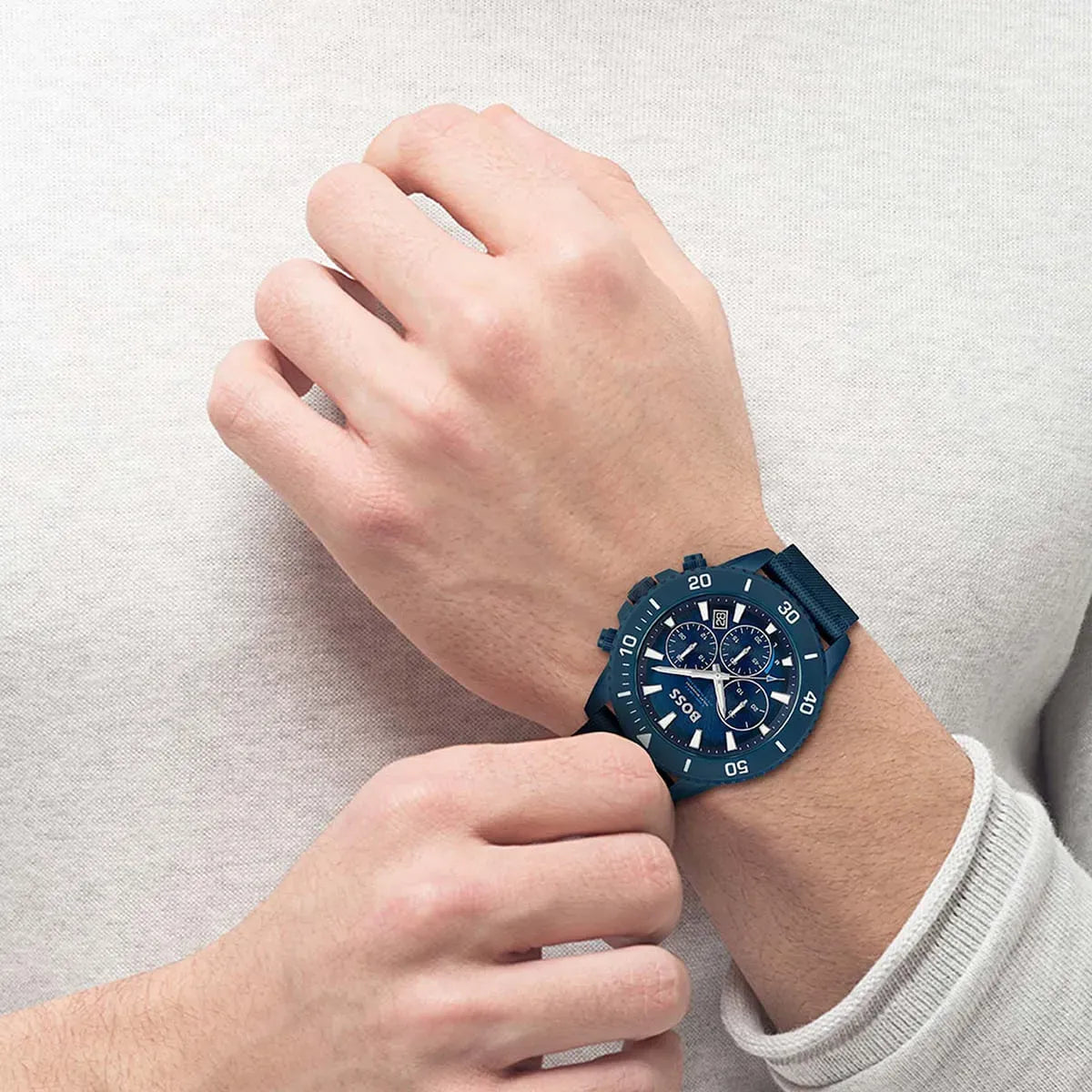 Hugo Boss Admiral Chronograph Blue Dial Blue Nylon Strap Watch for Men - 1513919