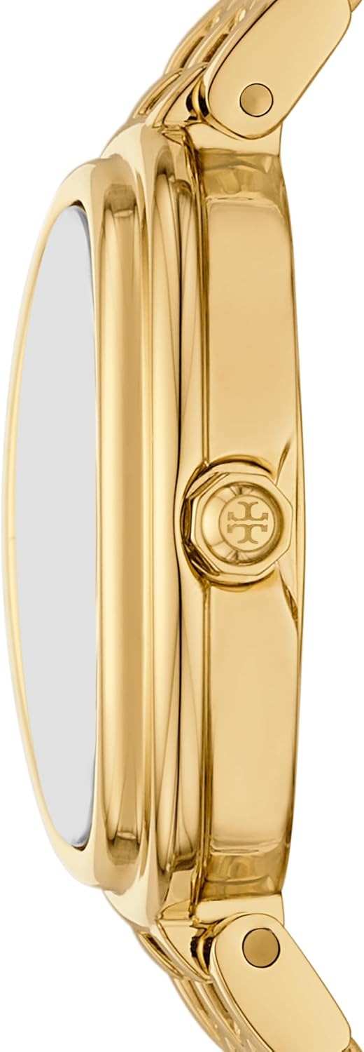 Tory Burch Oval White Dial Gold Steel Strap Watch for Women - TBW6032