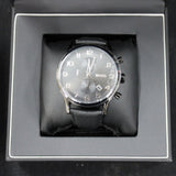 Hugo Boss Aeroliner Chronograph Black Dial Black Leather Strap Watch for Men - 1512567
