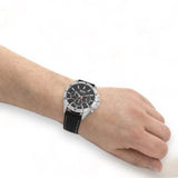 Hugo Boss Troper Chronograph Black Dial Black Leather Strap Watch for Men - 1514055