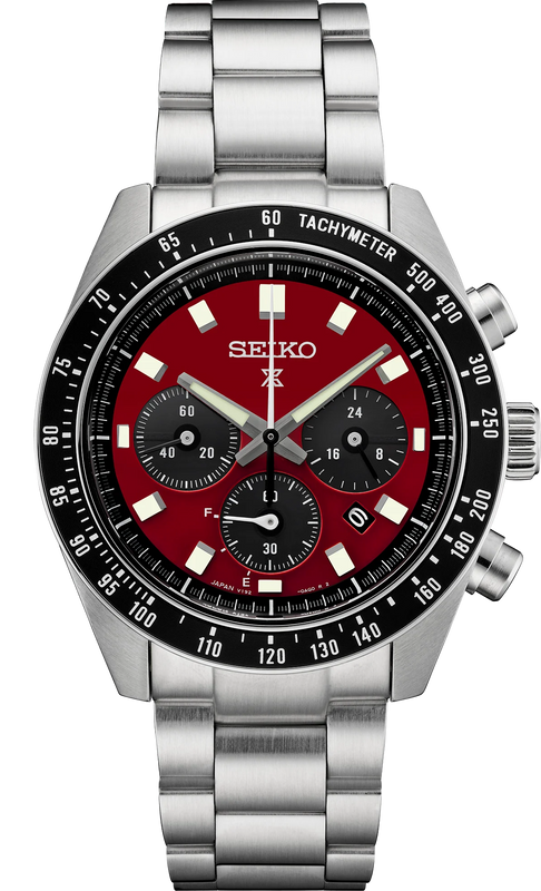 Seiko Prospex US Special Edition Speedtimer Solar Chronograph Red Dial Silver Steel Strap Watch for Men - SSC927