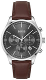 Hugo Boss Avery Chronograph Grey Dial Brown Leather Strap Watch for Men - 1514155