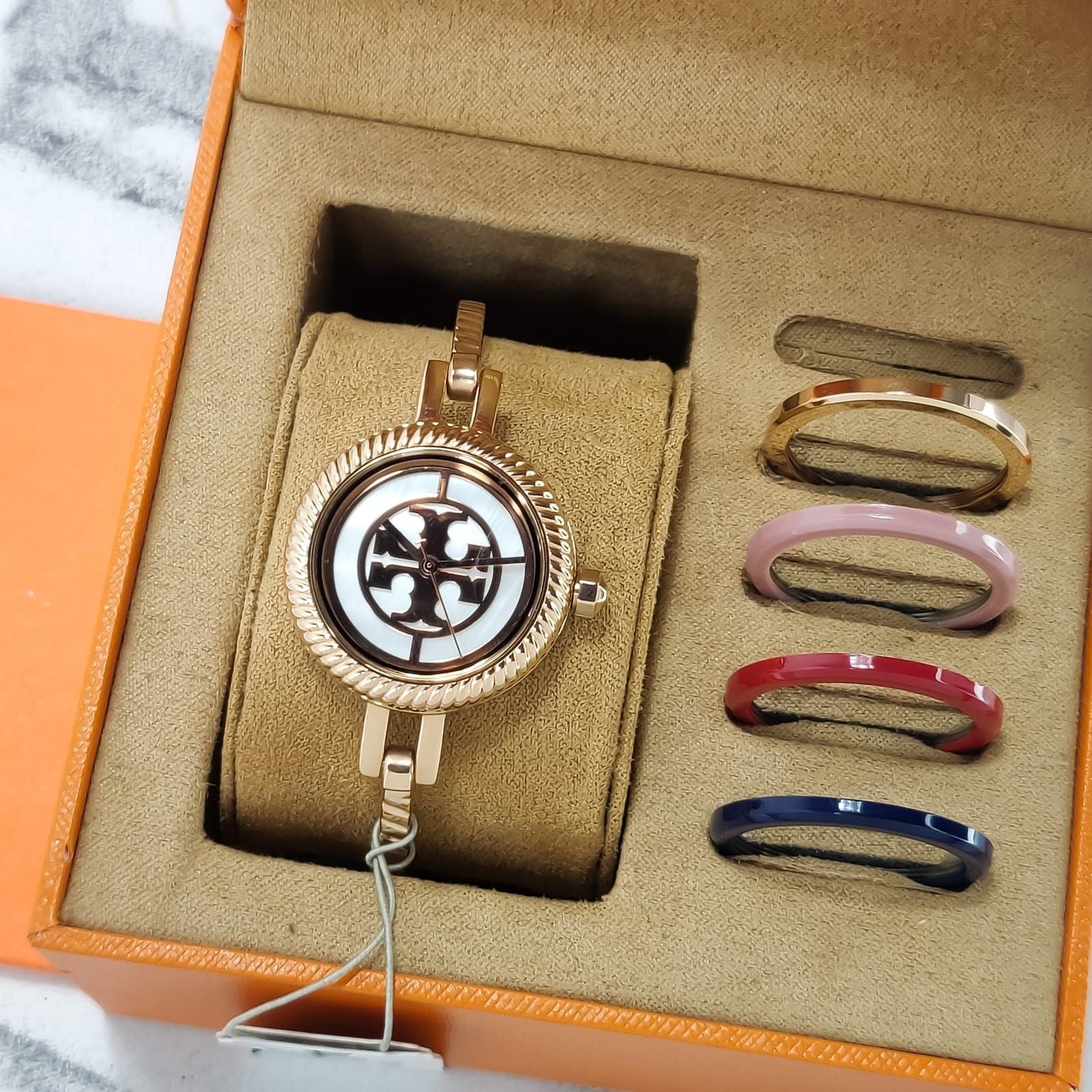 Tory Burch Riva Gold Dial Gold Steel Strap Watch for Women - TBW4029