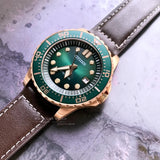 Citizen Mechanical Automatic Green Dial Brown Leather Strap Watch for Men - NJ0173-18X