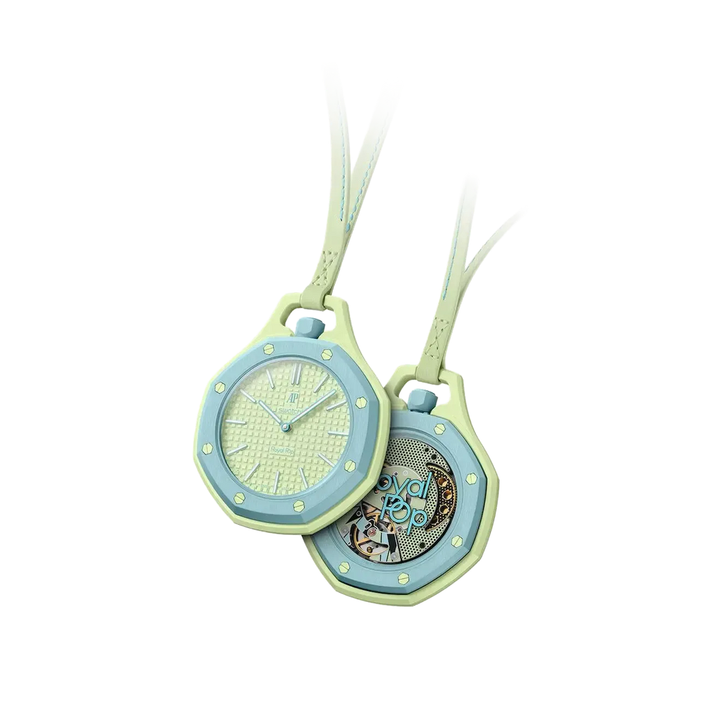 Swatch Royal Pop Lime Green Dial Lime Green Leather Strap Watch for Men - Blaue Acht