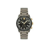 Versace Greca Dome Chronograph Black Dial Grey Steel Strap Watch for Men - VE6K00623