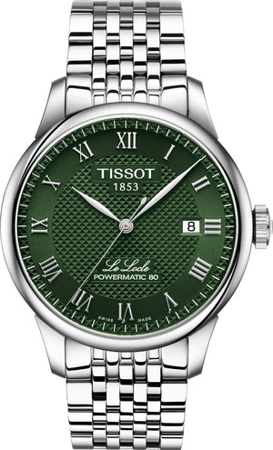 Tissot Le Locle Powermatic 80 Automatic Green Dial Silver Steel Strap Watch for Men - T006.407.11.093.00