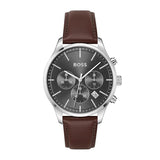 Hugo Boss Avery Chronograph Grey Dial Brown Leather Strap Watch for Men - 1514155