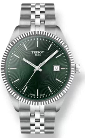 Tissot Ballade Quartz Green Dial Silver Steel Strap Watch for Men - T156.410.11.091.00