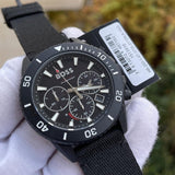Hugo Boss Admiral Chronograph Black Dial Black Nylon Strap Watch for Men - 1513918