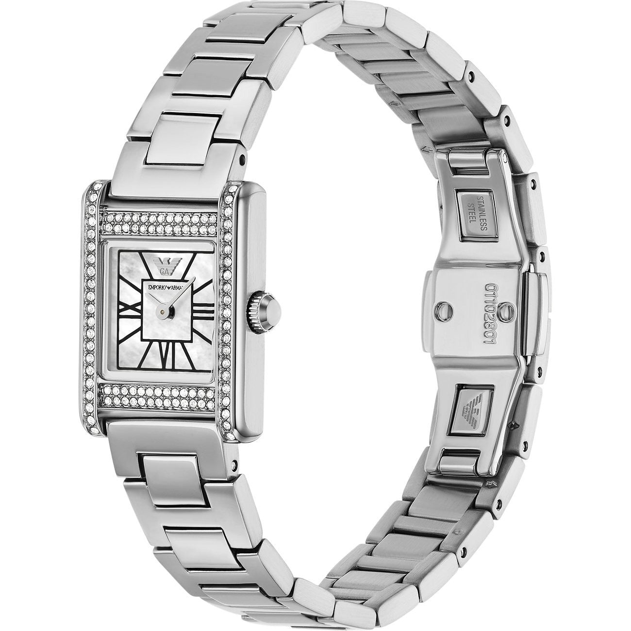 Emporio Armani Genni Analog Mother of Pearl Dial Silver Steel Strap Watch for Women - AR11662