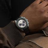 Seiko Prospex Speedtimer Solar Chronograph Ivory Dial Black Leather Strap Watch for Men - SSC943