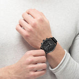 Hugo Boss Aeroliner Chronograph Black Dial Black Leather Strap Watch for Men - 1512567