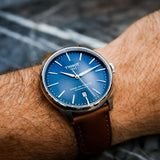 Tissot Chemin des Tourelles Automatic Powermatic 80 Blue Dial Brown Leather Strap Watch for Men - T139.407.16.041.00