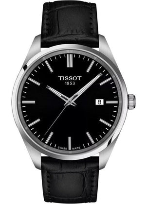 Tissot PR 100 Black Dial Black Leather Strap Watch for Men - T150.410.16.051.00
