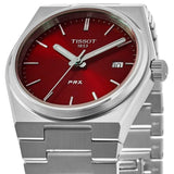 Tissot PRX Quartz Red Dial Silver Steel Strap Watch for Men - T137.410.11.421.00