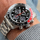 Seiko Prospex Speedtimer Solar Chronograph Black Dial Silver Steel Strap Watch for Men - SSC915